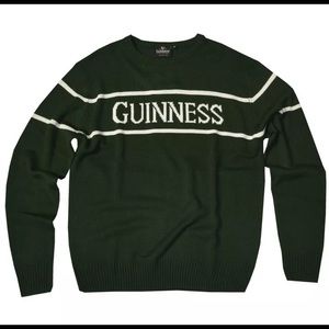 Guinness Men's Sweater Bottle Green Irish Crew Neck Pullover Long Sleeves